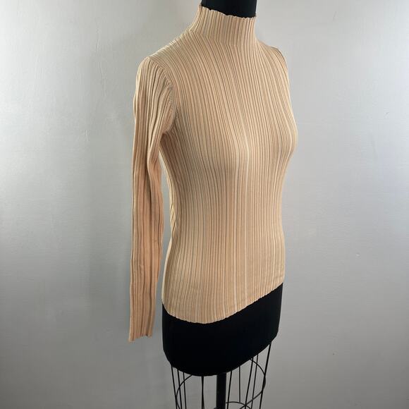 Acne Studios Beige Sweater Cotton Knit Ribbed Turtle Neck Pullover Size Small S - Picture 4 of 8